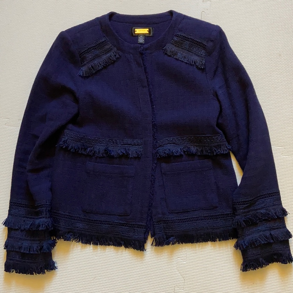 Anthropologie Greylin navy tassel jacket xs